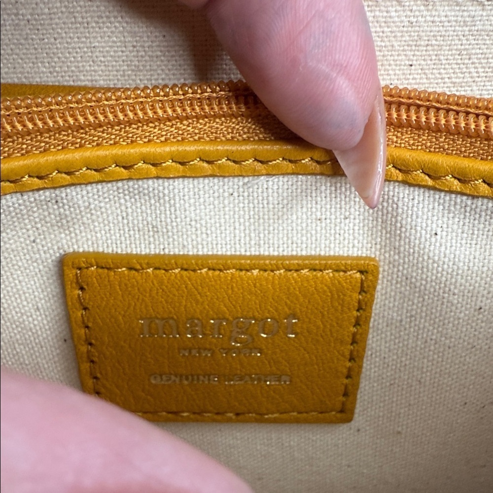Margot Anna Zip Around Leather Wallet in marigold yellow. - Picture 8 of 9